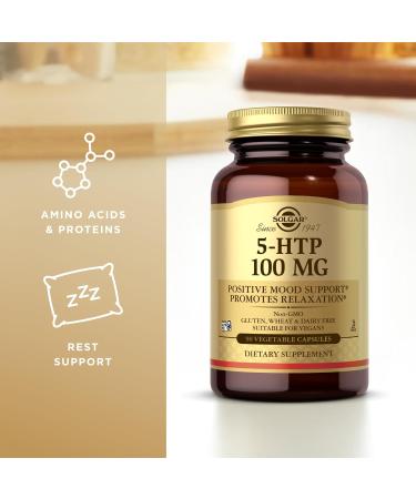 Solgar 5-HTP 100 mg - 90 Vegetable Capsules - Promotes Relaxation - Non-GMO Vegan Kosher & Gluten Free - 90 Servings - Buy Online on GoSupps.com