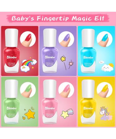 Non-Toxic Kids Nail Polish Set - 6 Water-Based Colors for Toddlers | Quick Drying & Peel-Off Nail Polish | Safe Holiday & Party Favors for Ages 2 - Buy Online on GoSupps.com