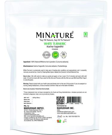 mi Nature White Turmeric Powder (Kachur Curcuma zeodaria) 227g - Non-Staining Face & Skin Care | 100% Natural from India - Buy Online on GoSupps.com