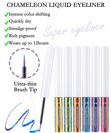 Chameleon Glitter Eyeliner Liquid - Gold Metallic Smudge-proof Pen for Eyeliner & Eyeshadow - Ultra-Fine Tip Multichrome Eyeliner - Perfect Gift for Women/Girls - Buy Online on GoSupps.com