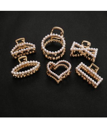 Beaupretty 6-Piece Pearl Hair Clamps - Mini Claw Clips for Girls & Women - Elegant Hair Accessories with Golden Line Detailing - Buy Online on GoSupps.com