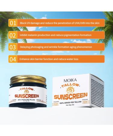 Beef Tallow Sunscreen SPF 30 Beef Tallow for Skin Grass-Fed Beef Tallow Sunscreen for Face and Body Lightweight and Non-Greasy Hydrating Moisturizing Sun Protection Cream 2.11 OZ - Buy Online on GoSupps.com