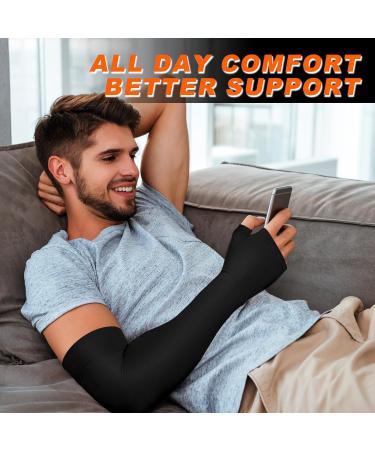 Lymphedema Compression Arm Sleeve with Gauntlet | 20-30 mmHg Support for Arthritis & Edema - Black (Large - Buy Online on GoSupps.com