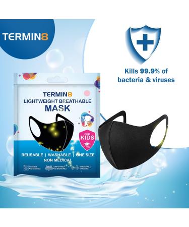 Buy Termin8 Face Cover for Children - Unisex Black Mask 1 Piece | International Shipping Available - Buy Online on GoSupps.com
