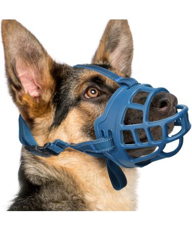 Muzzle for dogs silicone basket muzzle for small medium-sized and large dogs soft cage muzzle prevented bite of chewing suitable for German shepherd 1 (snout 6 -7 ") blue 1 (snout 6 -7 ")