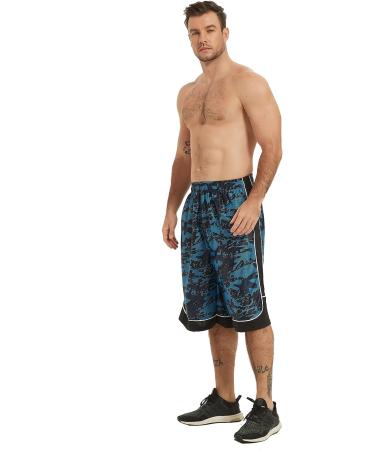 HQUEC Men's Long Basketball Shorts X-Large | Quick Dry Athletic Gym Shorts with Pockets - Brightblue/C1 - Buy Online on GoSupps.com
