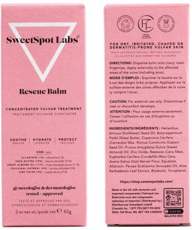 SweetSpot Labs Rescue Balm - Feminine Relief with Colloidal Oatmeal - 2oz - Buy Online on GoSupps.com