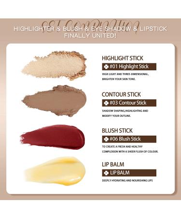 Onlyoily 4-Piece Makeup Stick Set: Contour, Highlighter, Blush, Moisturizer - Buy Online on GoSupps.com
