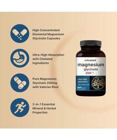 Pure Magnesium Glycinate for Sleep 200mg with Valerian Root 300 Capsules | 100% Chelated & Purified Mineral Supplement Ultra High Absorption Non-GMO Gluten Free - Buy Online on GoSupps.com