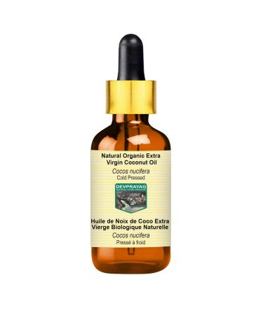 Devprayag Natural Organic Extra Virgin Coconut Oil (Cocos nucifera) with Glass Dropper Natural Therapeutic Grade Cold Pressed 15ml (0.50 oz) 15ml (0.50 oz) with Glass Dropper