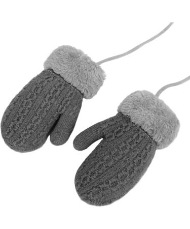 Baby Toddler Cute Winter Thicken Knitted Magic Mittens Gloves with Fleece Lining Insulated Snow Cold Weather Fluffy Mittens with Anti-Lost String for Girls Boys Age 1-4Years Xmas Gift (Dark Grey) - Buy Online on GoSupps.com