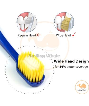 Wide Head Toothbrush by The Smiling Whale | Deep Clean & Extra Soft | 4 Count | SPA Dental Care for Sensitive Gums - Buy Online on GoSupps.com
