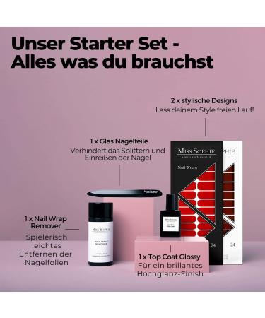 Original Miss Sophie s Starterset | Self-Adhesive Nail Foils & Stickers in Burgundy & Lipstick Red | Fast & Simple Application | Premium Nail Polish Foil Set - Buy Online on GoSupps.com