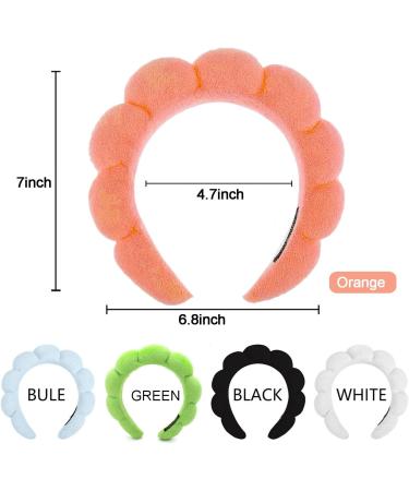 Spa Headband Set | Terry Cloth Headband for Women | Bubble Skincare Headbands | Face Wash Wristbands | Soft Puffy | Pink+Orange - Buy Online on GoSupps.com