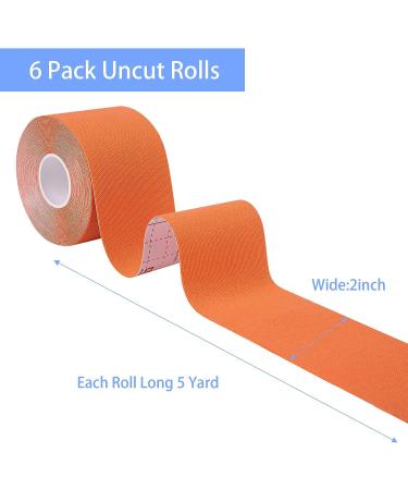 6 Rolls Kinesiology Tape  Breathable Cotton Sports Tape  Athletic Elastic Kneepad Muscle Pain Relief Knee Tape For Gym Running Football  Uncut Per Roll 16.4ft/5m-Skin  Pink  Blue  Black  Orange Yellow - Buy Online on GoSupps.com