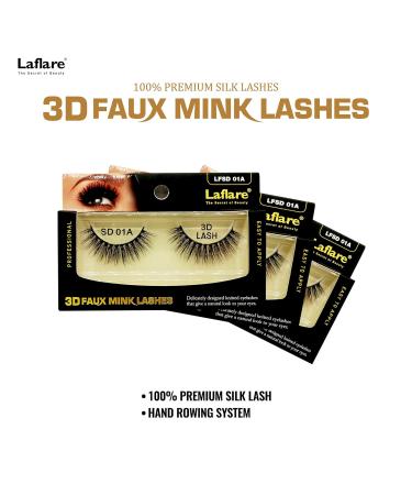 Laflare Silk 3D Faux Mink Eyelashes - Knitted Style, Easy to Apply - 2-3 Pack Bundle Special (3 SD16) - Buy Online on GoSupps.com