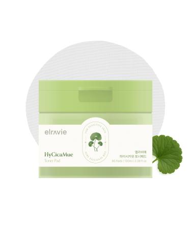 elravie HyCicaMue Toner Pad(80 Pads) | Multi-Layer Hydration & Soothing for Redness | 7 Types of CICA Vegan Mucin Hyaluronic Acid | Removes Dead Skin Cells & Smooth Clear Skin | Korean Skin Care