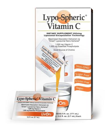 Lypo Spheric Vitamin C 1 000 mg Vitamin C & 1 000 mg Essential Phospholipids Per Packet Liposome Encapsulated for Improved Absorption 100% Non GMO 1 Carton 0.2 Fl Oz (Pack of 30)