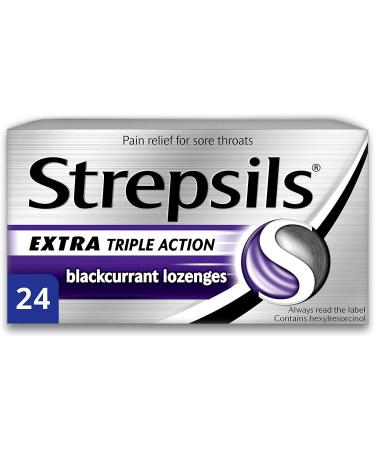 Strepsils Soothing Sore Throat Spray Contains Honey Sore Throat and Cough 20 ml and Strepsils Extra Triple Action Blackcurrant Lozenges for Sore Throat 24 Lozenges - Buy Online on GoSupps.com
