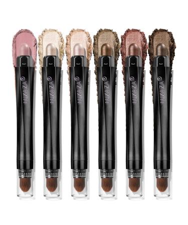 LUXAZA 6PCS Neutral Eyeshadow Stick Blush Pearl Pink Brown Makeup Set,Metallic And Matte Shimmer Cream Eye Shadow Pencil Crayon,Eye Brightener Highlighter Eyeliner Crayon Make up Set B09-Neutral Brown