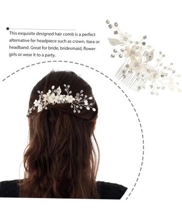 DOITOOL Prom Bridal Hair Clip Bridal Headpiece Pearl Flower Hair Comb Pearl Hair Clip Women Hairpin Rhinestone Barrettes Pearl Hair Barrettes Hair Pin Crystal Alloy Bride White - Buy Online on GoSupps.com