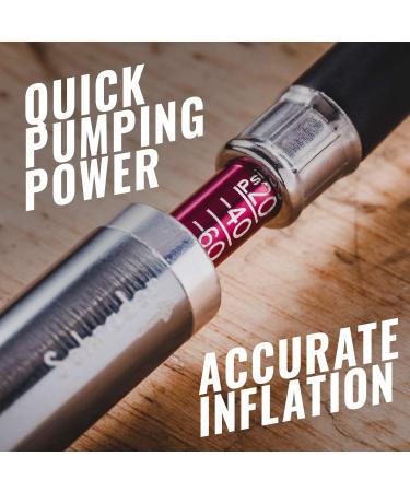 PRO BIKE TOOL Mini Bike Pump with Gauge - High Pressure 100 PSI - Fits Presta and Schrader - Accurate Inflation for Road, Mountain, and BMX Bikes - Includes Mount Kit Titanium - Buy Online on GoSupps.com