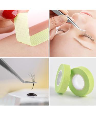 Eyelash Extension Tape Roll with Tweezers Set - Green Micropore Fabric Tape 0.5 Inch 10 Yards, 3 PCS Straight Pointed and Curved Silver Tweezers - Buy Online on GoSupps.com