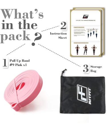 RitFit Pull Up Assist Band - Premium Resistance Band for Pull Up Assistance & Resistance Training | #9 Pink (20-60 lbs) - Perfect for Stretching & Powerlifting - Buy Online on GoSupps.com