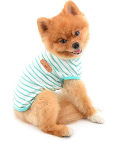 Summer Striped T-Shirt for Small & Medium Dogs | Smalllee_lucky_Store - Sleeveless Tee for Yorkies Chihuahuas & Cats in Green - Buy Online on GoSupps.com