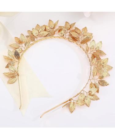 Minkissy Leaves Headband - Greek Goddess Costume Accessory for Weddings Pageants & Birthdays | Golden Luxury Hairpiece - Buy Online on GoSupps.com