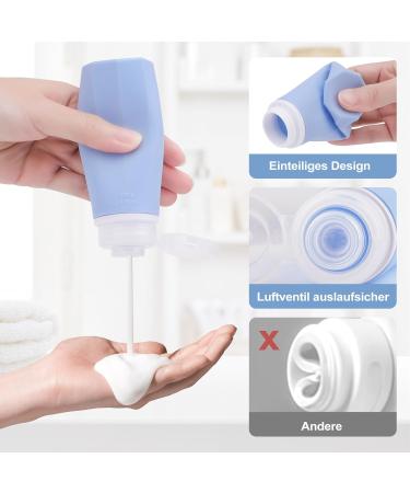 OPRET 4-Piece Silicone Travel Bottles Set | 100ml Leak-Proof Refillable Containers for Cosmetics & Shampoo - Travel Size Kit in Blue Green Pink & Gray - Buy Online on GoSupps.com