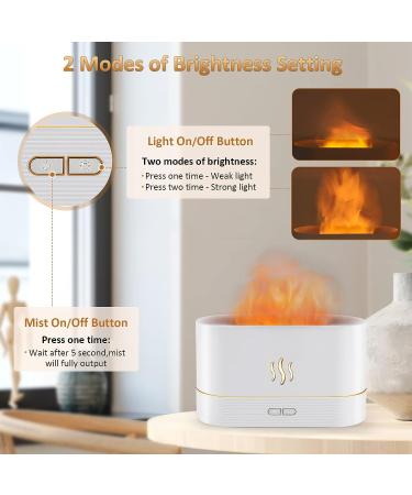 PLUWEL Flame Diffuser Humidifier 180ml - Auto Off Essential Oil Aroma with Fire Flame Effect - 2 Brightness Modes for Home Office Spa Gym (Black) - Buy Online on GoSupps.com