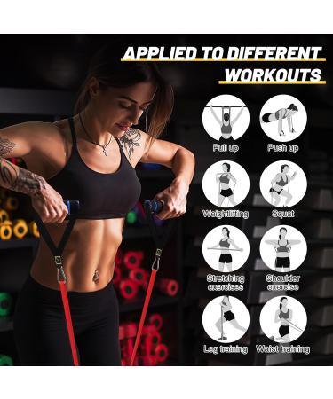 Fitness Straps Set - Resistance Bands with Handles & Door Anchor | 3 Strength Levels for Pilates Yoga & Gym | Includes Protective Pads & Training Instructions - Buy Online on GoSupps.com