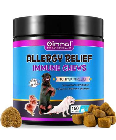 SANRIK Dog Allergy Relief Chews Allergy Tablets for Dogs Itch Remedies for Dogs with 150 pcs Dog Anti Itchy Skin Relief Immunity Treats for All Dogs (Dog Allergy Relief)