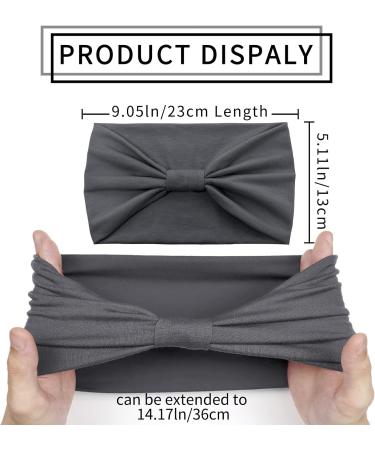 Kavya 6 Pcs Headbands for Women - Soft Boho Fashion Hair Bands in Grey - Elastic Yoga Hair Accessories - Buy Online on GoSupps.com