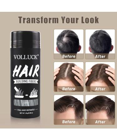 VOLLUCK Hair Fiber for Thickening - Long-lasting Natural Hair Products for Men & Women - 28g Gray | Hair Loss Solutions - Buy Online on GoSupps.com