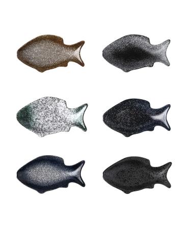 Appetizer Plate 6pcs Interesting Fish Shaped Sauce Dishes Ceramic Soy Vinegar Dipping Plate Seasoning Saucer Condiment Dish Ketchup Dipping Bowls for Home Snack Plate Sauce Dipping Saucer Kitchenware
