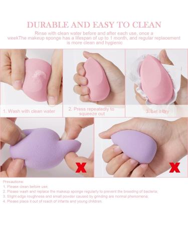 AUAUY 6 Pcs Makeup Sponges Blender Set 4 Pcs Professional Beauty Sponge Foundation Blending Blender with 1 Powder Puff 1 Sponge Holder Case Multi-colored Makeup Sponges for Cream Liquid and Powder 4pcs-Pink - Buy Online on GoSupps.com