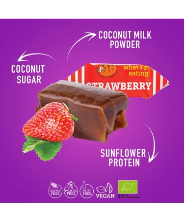 Buy Super Fudgio Organic Strawberry Candies - Vegan Gluten-Free Palm Oil-Free Caramel with Coconut Milk | 6x150g Multipack - Buy Online on GoSupps.com