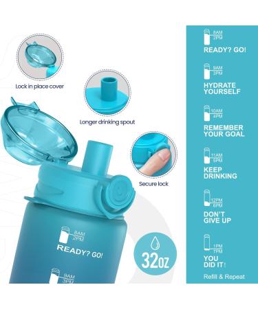 SPWB 1L Leak-Proof Sports Bottle | BPA-Free Tritan Water Bottle with Filter & Time Marking | Ideal for Cycling Fitness Hiking Camping & School - Blue Waves - Buy Online on GoSupps.com