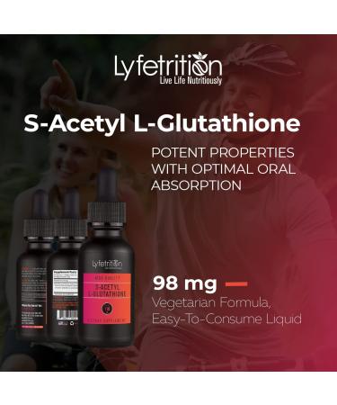 Lyfetrition S-Acetyl L-Glutathione 98mg 4 Oz Liquid 220 Servings Made in USA Quick Absorption Quality Potent Ingredients Third-Party Tested Non-GMO GMP Certified Cruelty-Free Products - Buy Online on GoSupps.com