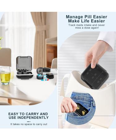 Portable 3-Day Travel Pill Organizer - Removable 2 Compartment AM PM Pill Box for Vitamins & Supplements | Black - Buy Online on GoSupps.com
