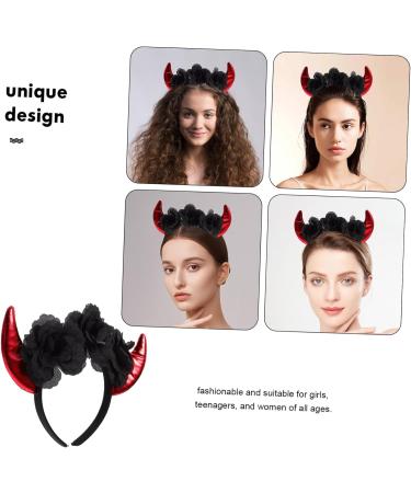 CRILSTYLEO Rose Headband Demon Hairband Demon Horns Headband Devil Ears Headband Demon Headpiece Devil Costume Halloween Party Favor Devil Headpiece Devil Hairband Bright Leather Fabric - Buy Online on GoSupps.com