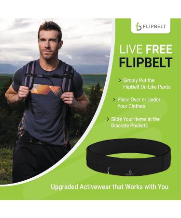 FlipBelt Zipper Running Belt - Medium Black | Fitness Fanny Pack for Men and Women | Non-Chafing Waist Band for Phone, Keys, Money | Moisture-Wicking Storage Belt by USA Company - Buy Online on GoSupps.com