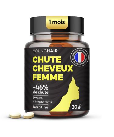 Chute Cheveux Femme R duit la Chute Renforce et Fait Briller les Cheveux Compl ment Alimentaire K ratine Fabriqu en France 30 comprim s - 1 mois de cure - Young Hair