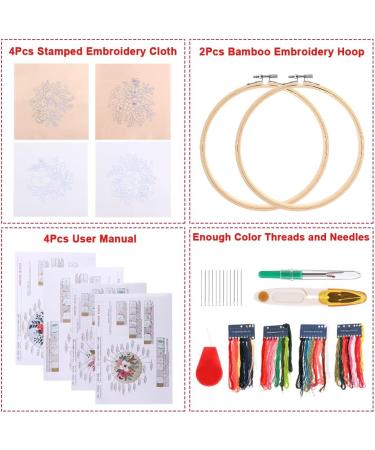 4 Sets Funny Embroidery Kit for Beginners | Art Craft Handy Sewing Set with Clothes, Hoops, Instructions, Color Threads, and Needles - Size 7.87inch - Buy Online on GoSupps.com