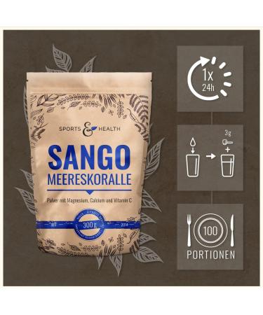 Sango Meereskorall Pulver 300g - Nat rlicher Calcium & Magnesium 2:1 mit Dosierl ffel - Deutsche Qualit t - Buy Online on GoSupps.com