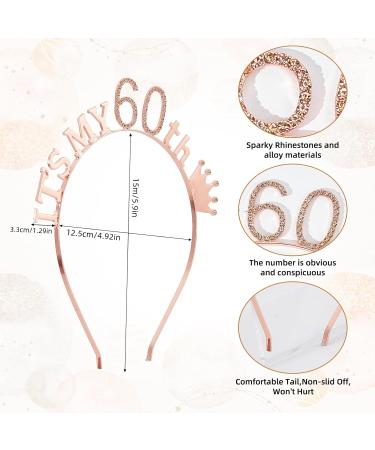 NICENEEDED 60th Birthday Headband Happy Birthday Crown Headband Headhoop with Rhinestone Goddess Tiara Headress for Women Birthday Party Hair Decoration Accessories - Buy Online on GoSupps.com