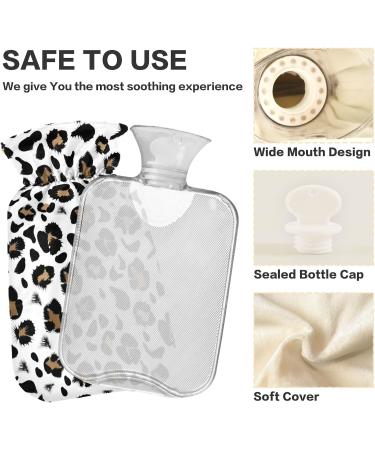 Black Brown Leopard Hot Water Bottle with Cover - 2L Pain Relief & Period Cramp Heating Pad - Buy Online on GoSupps.com