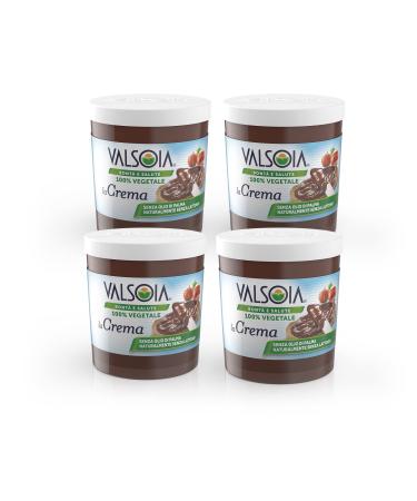 Valsoia - Vegetable cream with hazelnuts 100% vegetable rich in fiber gluten free and palm oil of course lactose free also ideal for vegans vegetarians and celiacs 4 packs of 200g